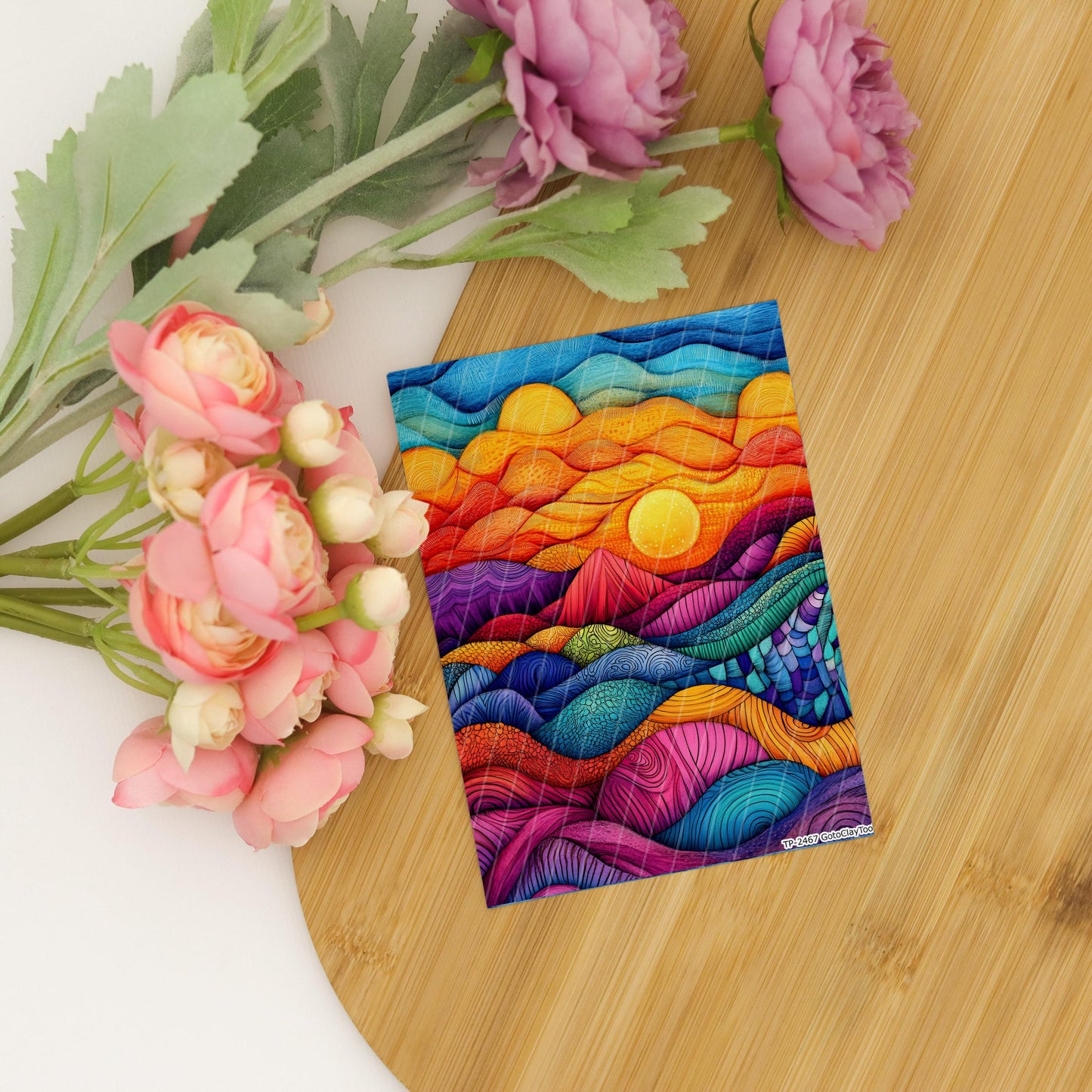 Transfer paper for polymer clay, Colorful Zentangle,water soluble transfer paper,Clay Transfers, Clay Transfer sheets