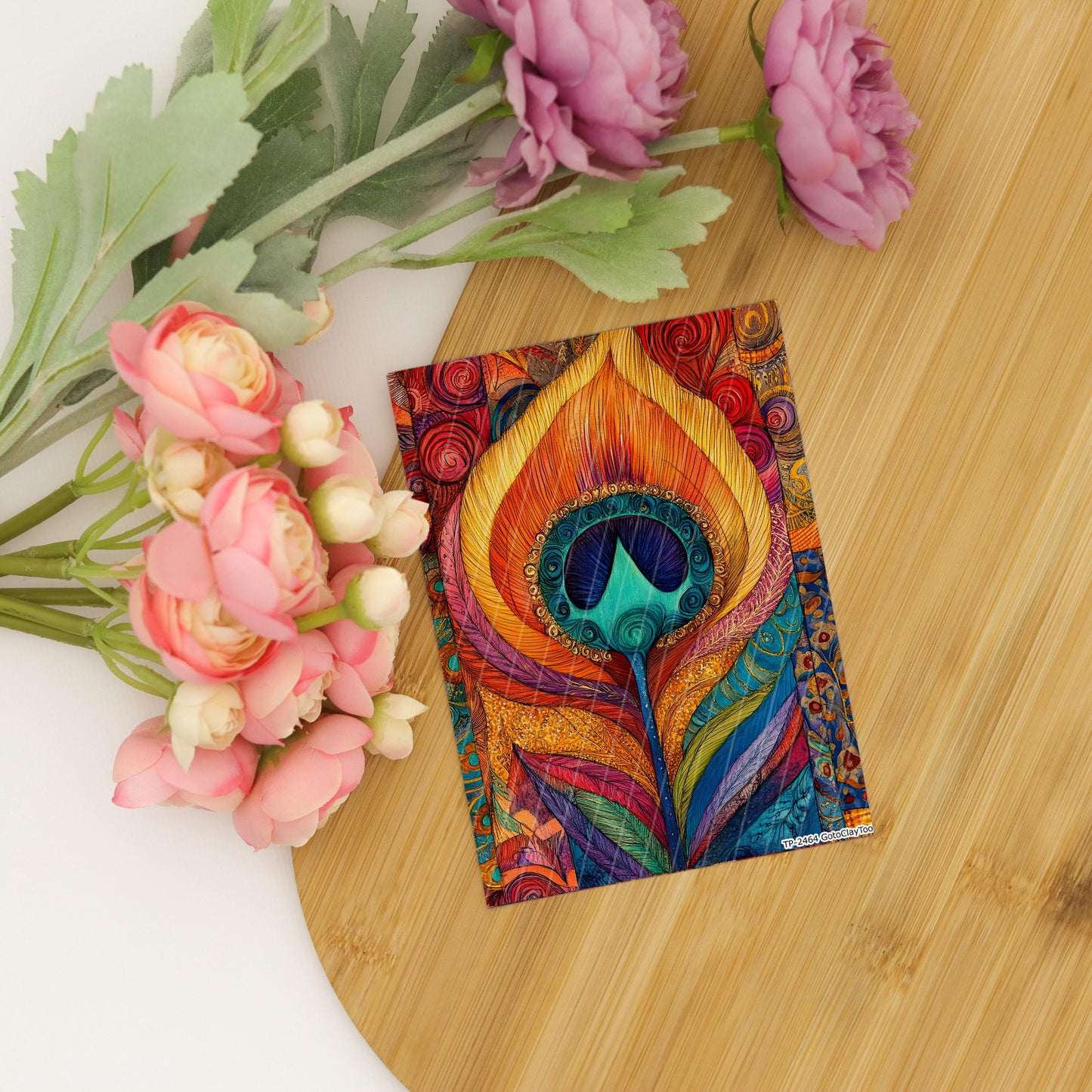 Transfer paper for polymer clay, Peacock Zentangle, water soluble transfer paper, Clay Transfers, Clay Transfer sheets