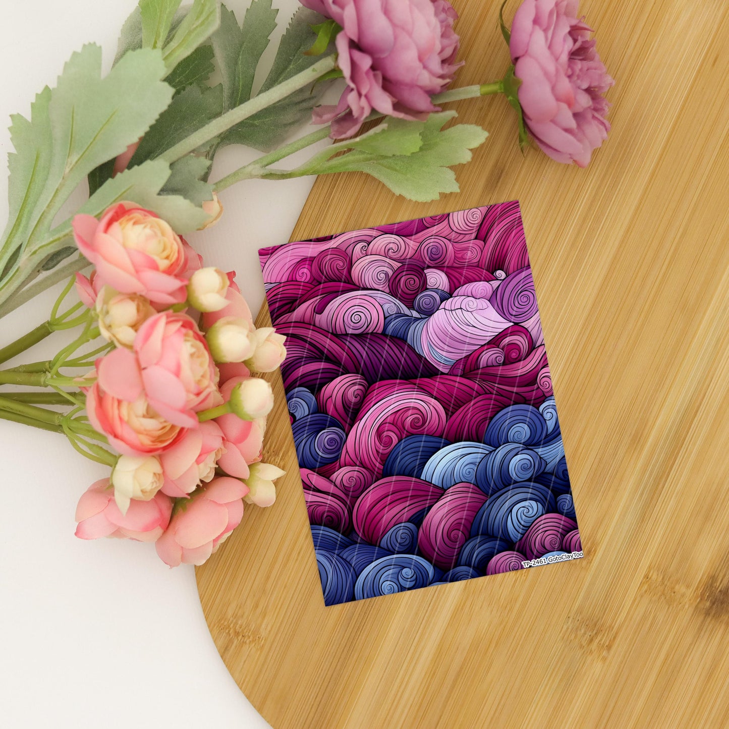 Transfer paper for polymer clay, Mauve Zentangle,water soluble transfer paper, Clay Transfers, Clay Transfer sheets, transfer paper for clay