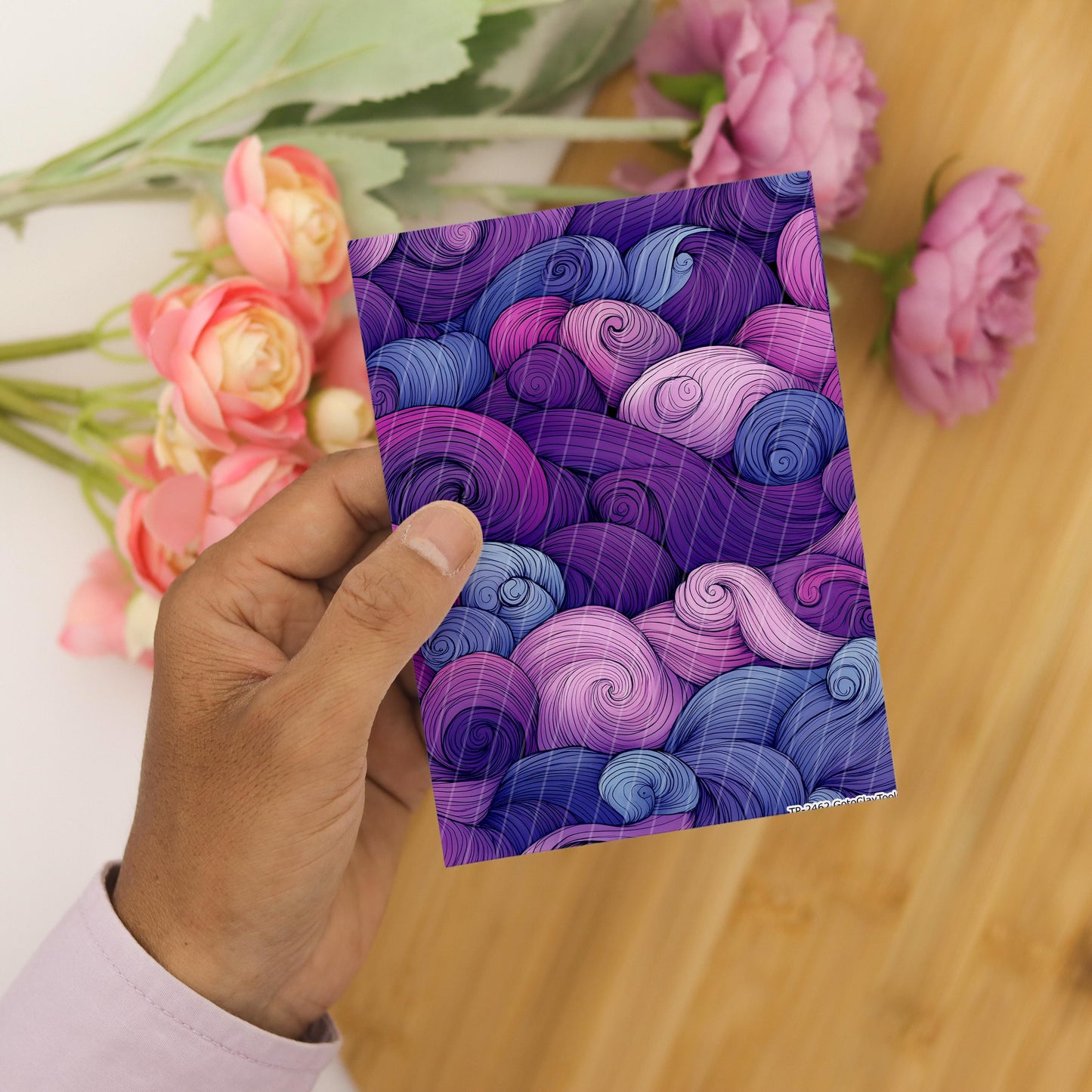 Transfer paper for polymer clay, Mauve Zentangle,water soluble transfer paper, Clay Transfers, Clay Transfer sheets, transfer paper for clay