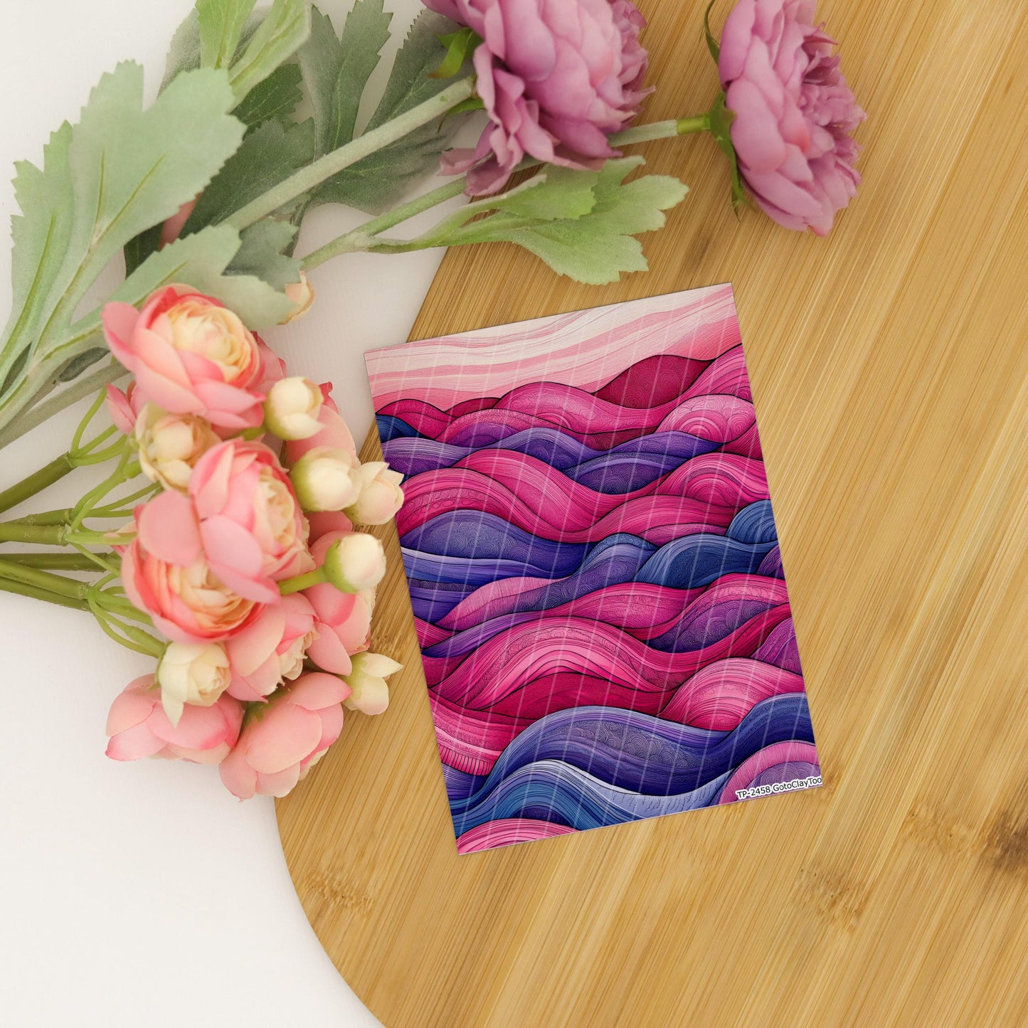 Transfer paper for polymer clay, Pink Zentangle,water soluble transfer paper, Clay Transfers, Clay Transfer sheets, transfer paper for clay