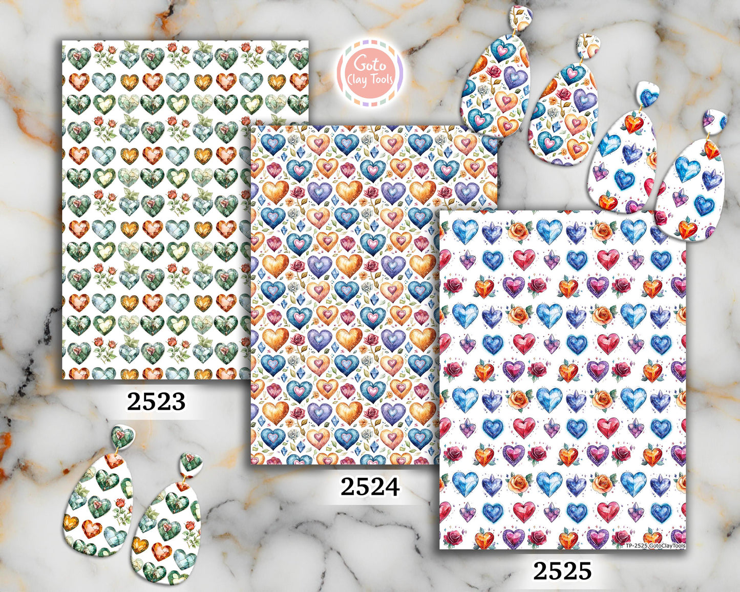 Rose Heart Polymer Clay Transfer Sheet: Valentine Design