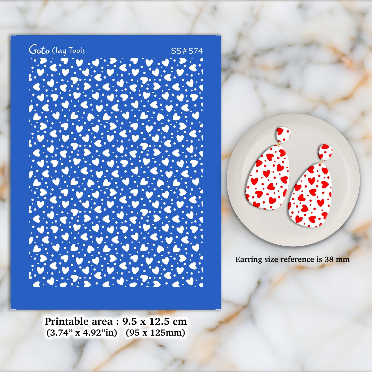 Heart pattern Silkscreen for Polymer Clay Earring making, Clay Stencils, Clay Earring Silkscreen, Polymer Clay Supplies SS#574
