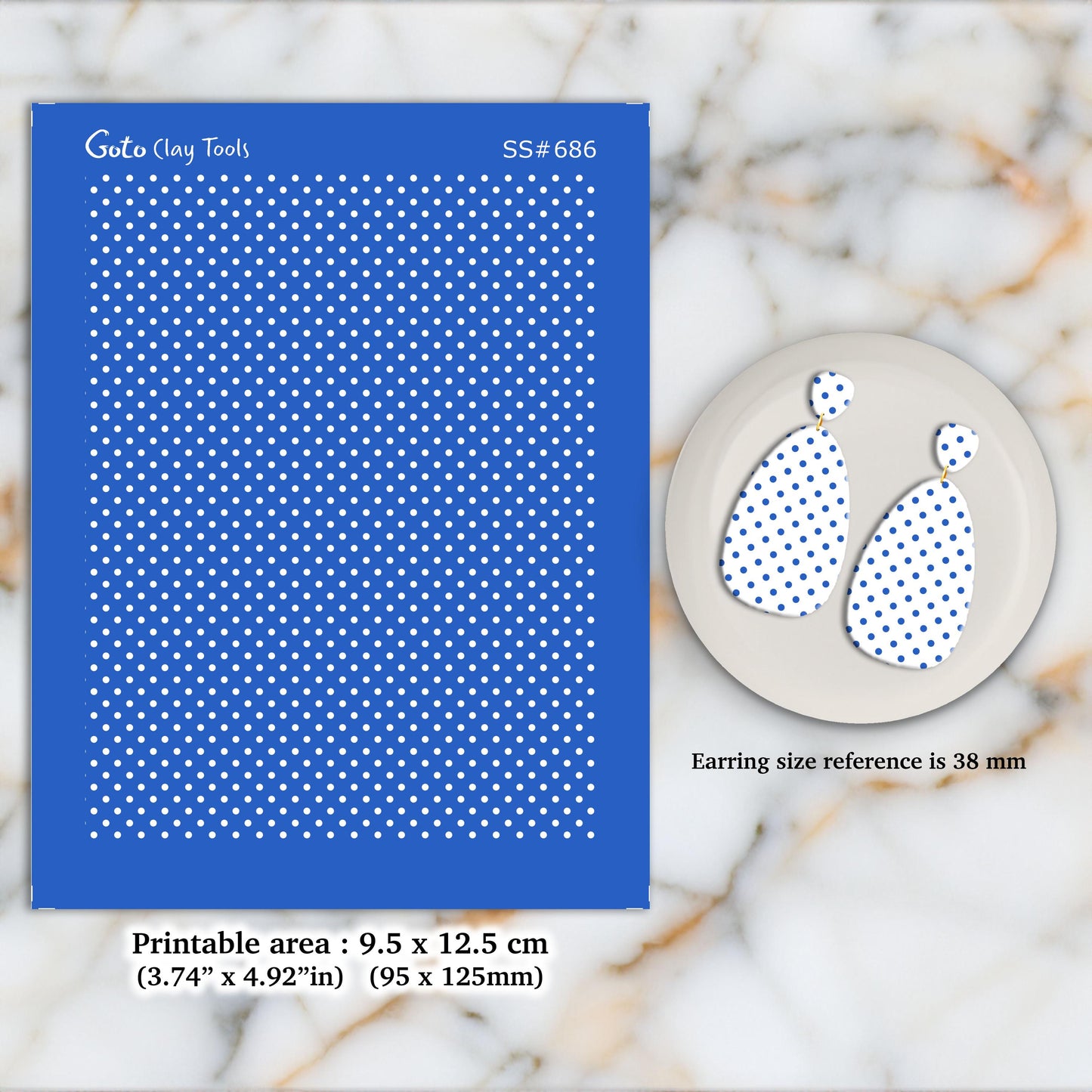 Polka Dot Silkscreen for Polymer Clay Earrings: 3.74" x 4.92"
