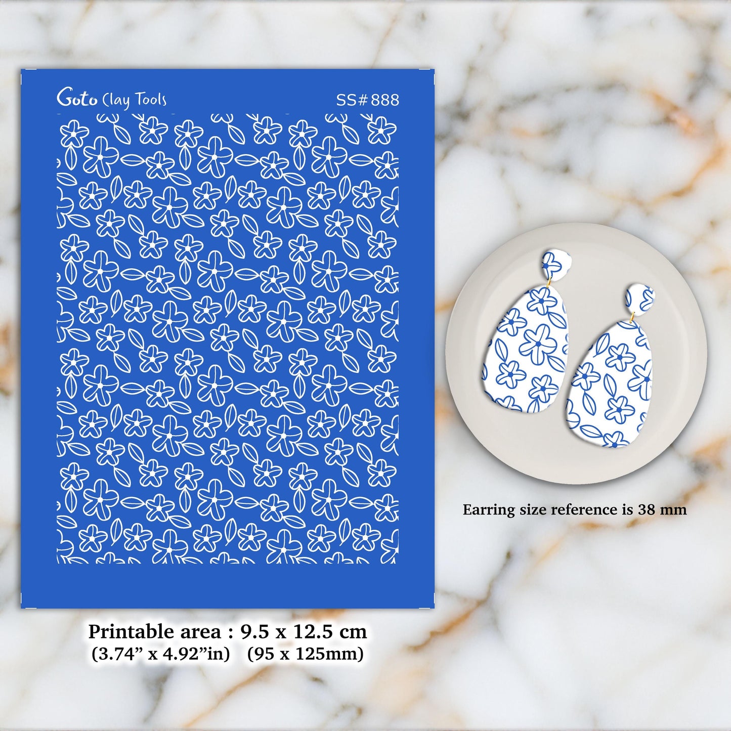Ditsy floral Silkscreen for Polymer Clay Earring making, Clay Stencils, Clay Earring Silkscreen, Polymer Clay Supplies SS#888