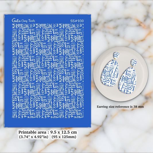 Tribal Silkscreen for Polymer Clay Earrings: Indian Style Stencil