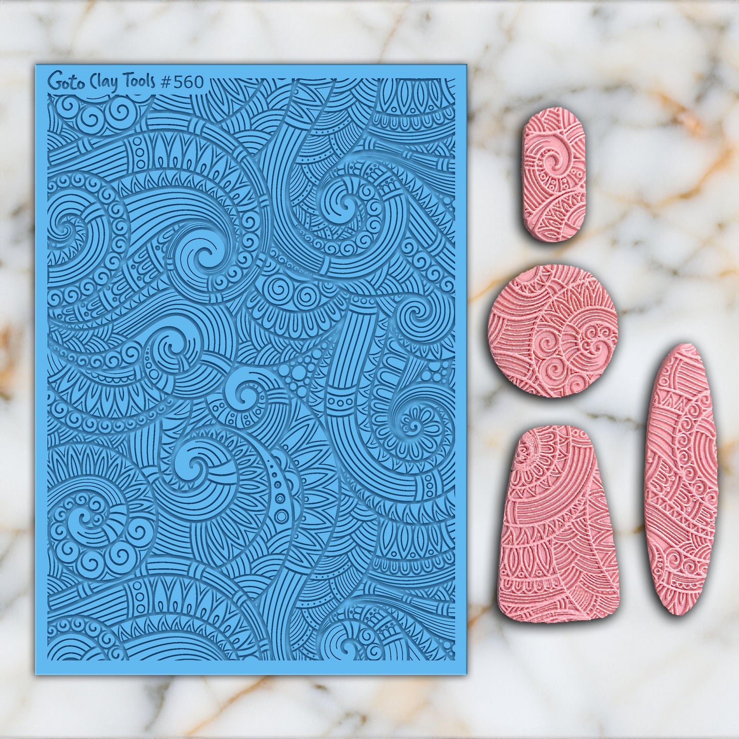 Doodle Waves Rubber Texture Mat for Polymer Clay Jewelry (#560)