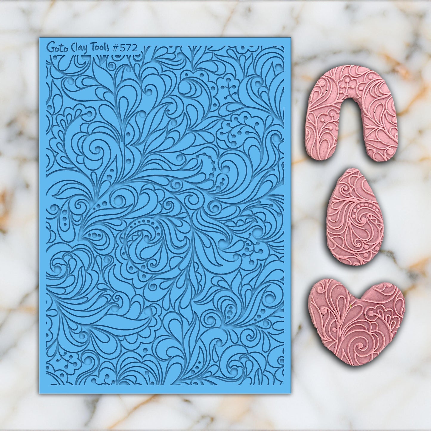 Ornamental Vine Rubber Texture Mat for Polymer Clay (#572)