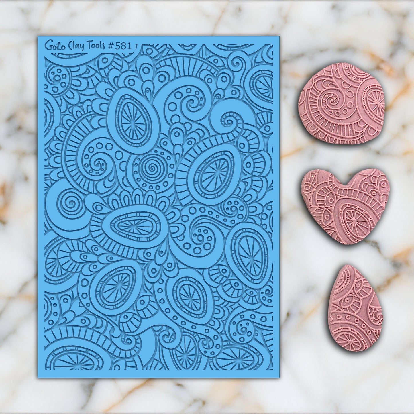 Doodle Rubber Texture Mat for Polymer Clay Jewelry (#581)