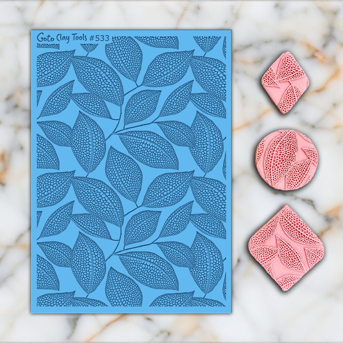Dotted Leaves Rubber Texture Mat for Polymer Clay Jewelry  #533