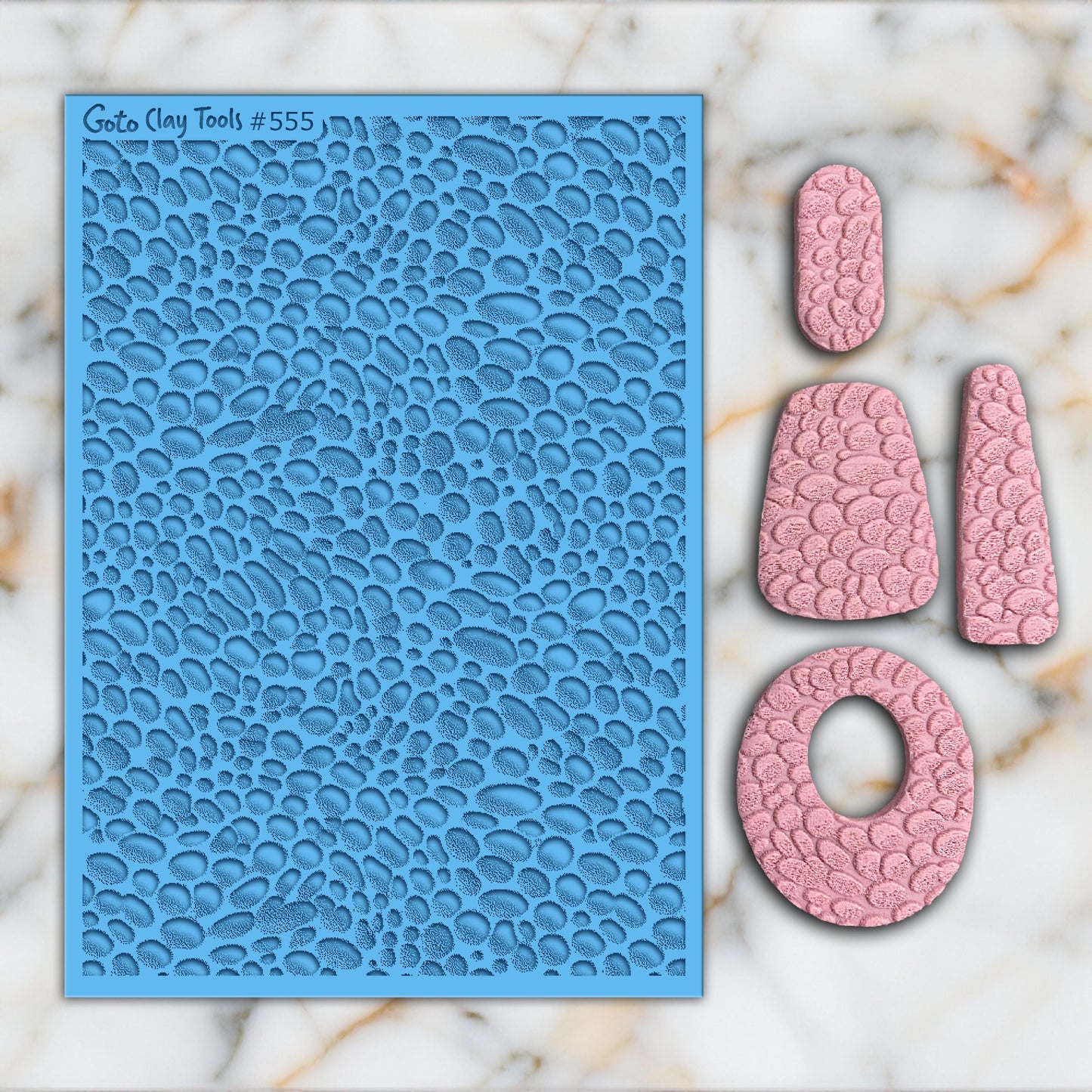 Pebbles Texture Mat for Polymer Clay Jewelry: Rubber Tile (#555)