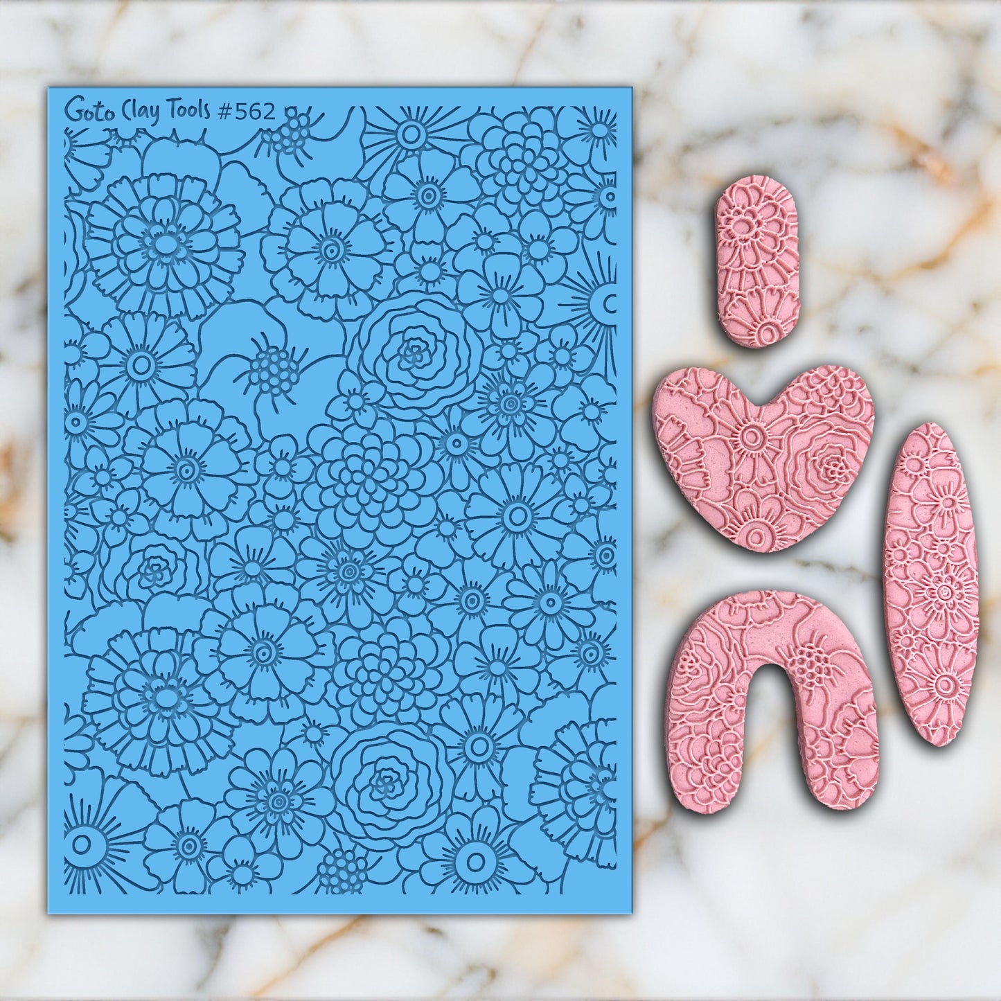 Floral Rubber Texture Mat for Polymer Clay Jewelry (#562)