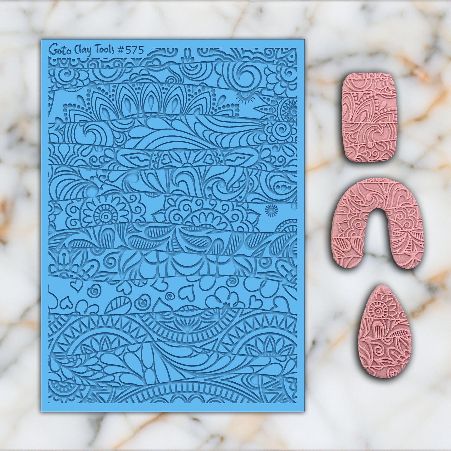 Doodle Rubber Texture Mat for Polymer Clay Jewelry (#575)