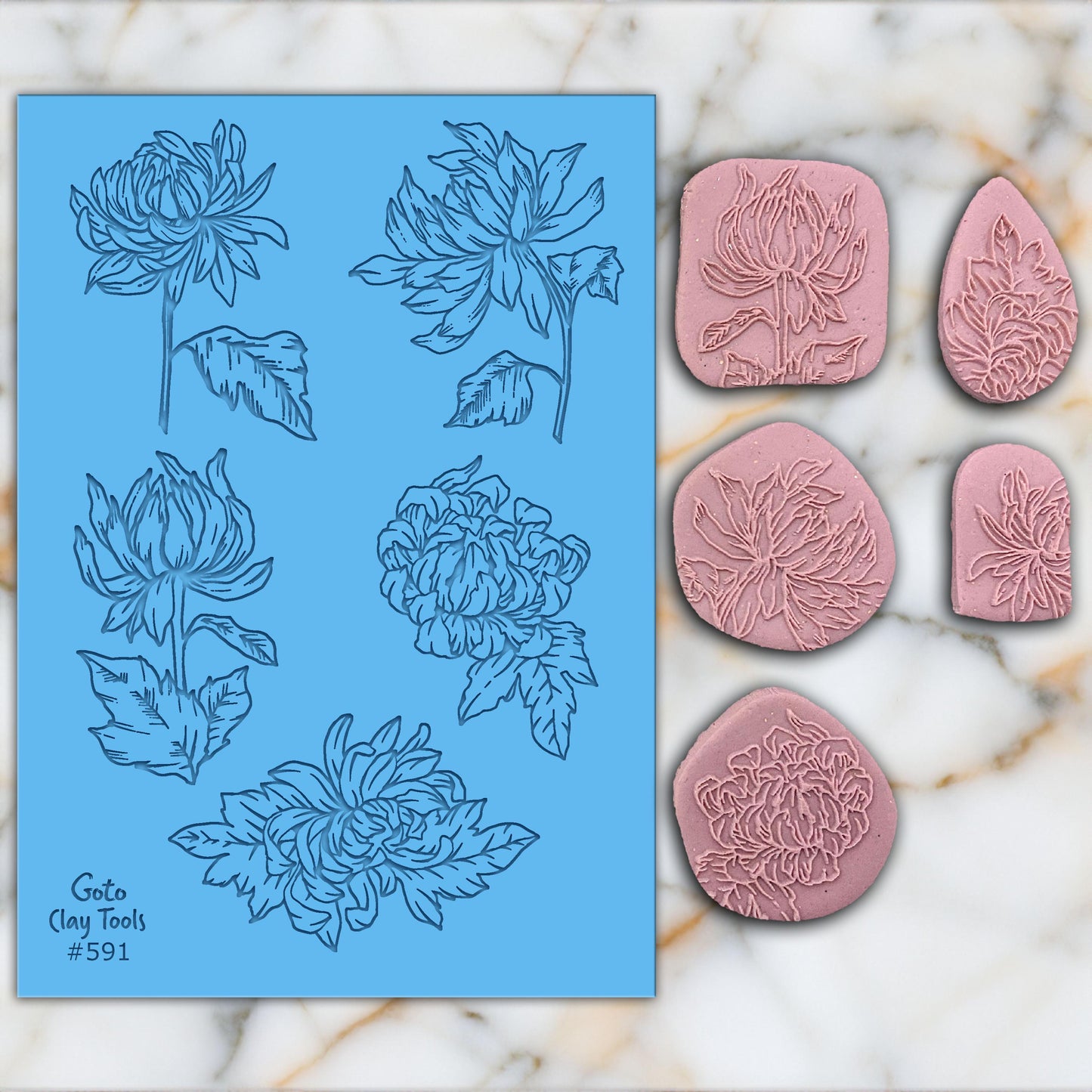 Flower Texture Mat for Polymer Clay: Rubber Tile (74mm X 105mm) #591