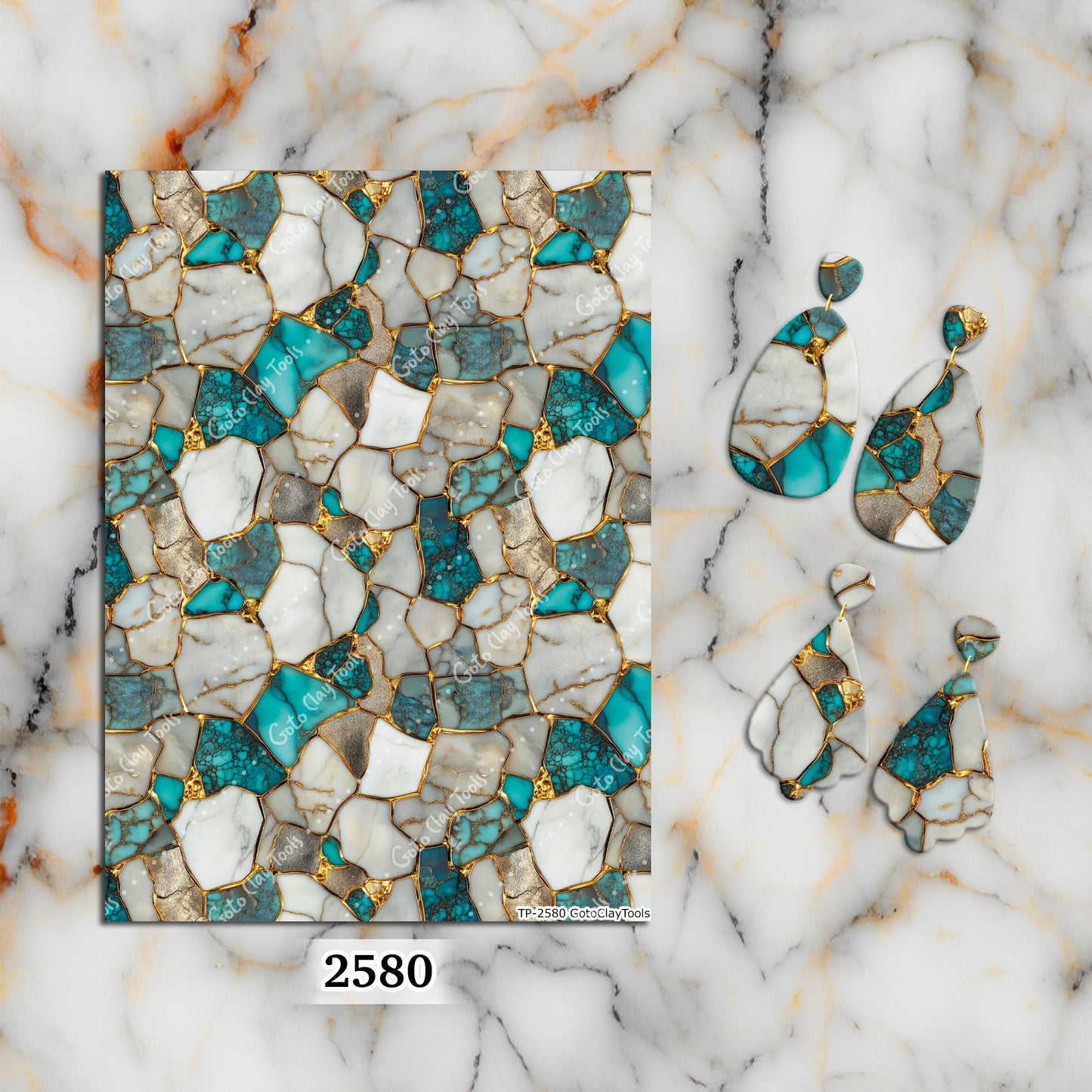 Turquoise Stone Clay Transfers: Water Soluble Paper (4x5.5 inches) #2580