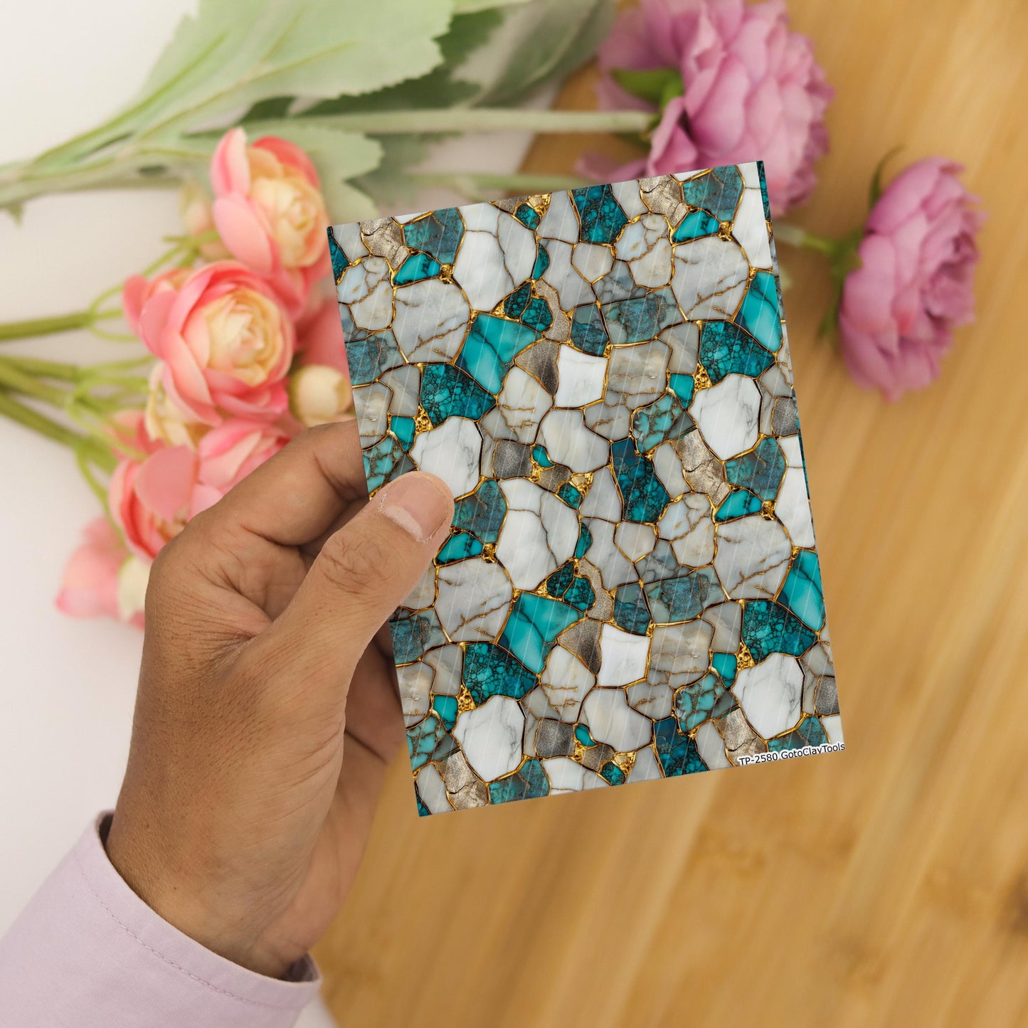 Turquoise Stone Clay Transfers: Water Soluble Paper (4x5.5 inches) #2580