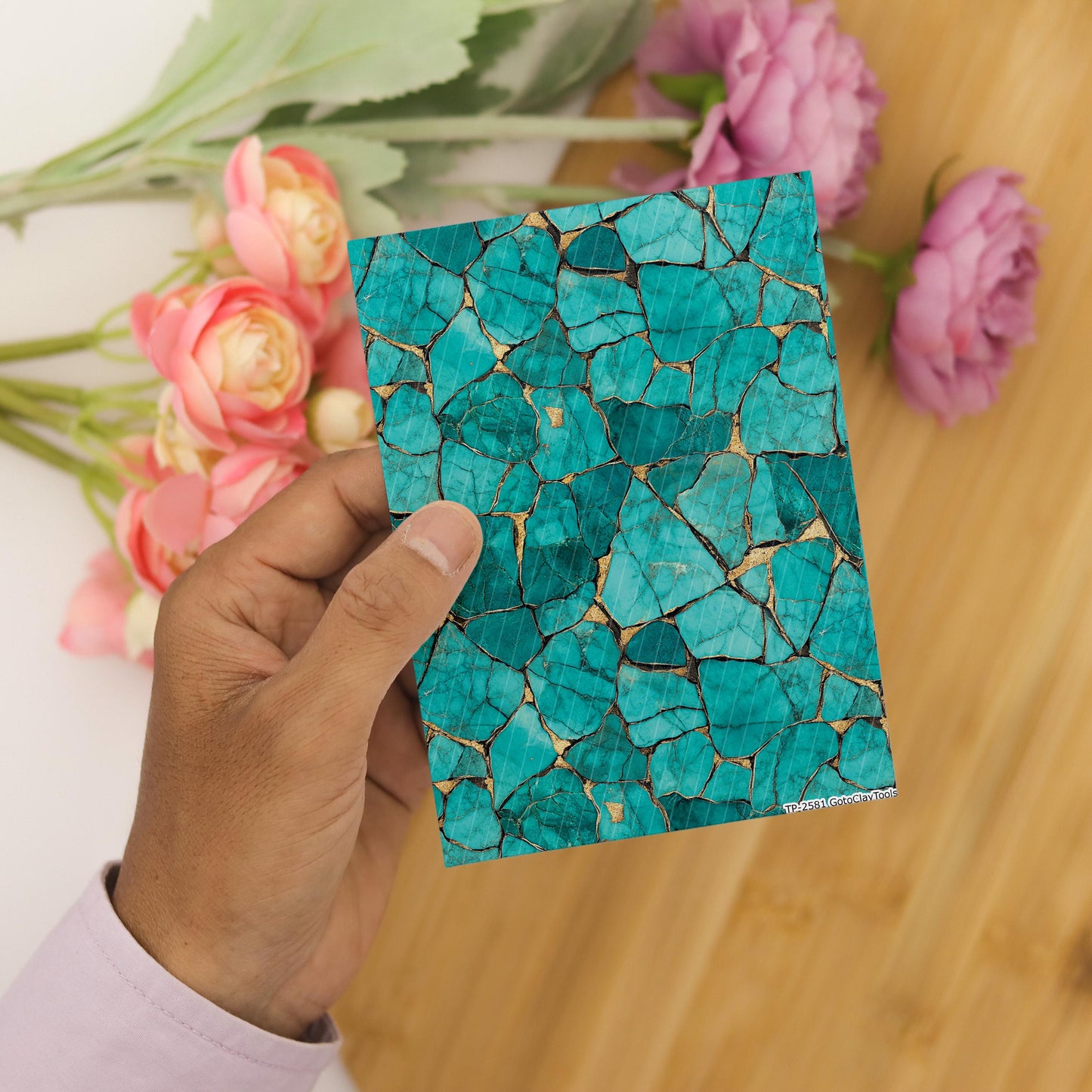 Turquoise Stone Polymer Clay Transfer Paper: Water Soluble Sheet #2581