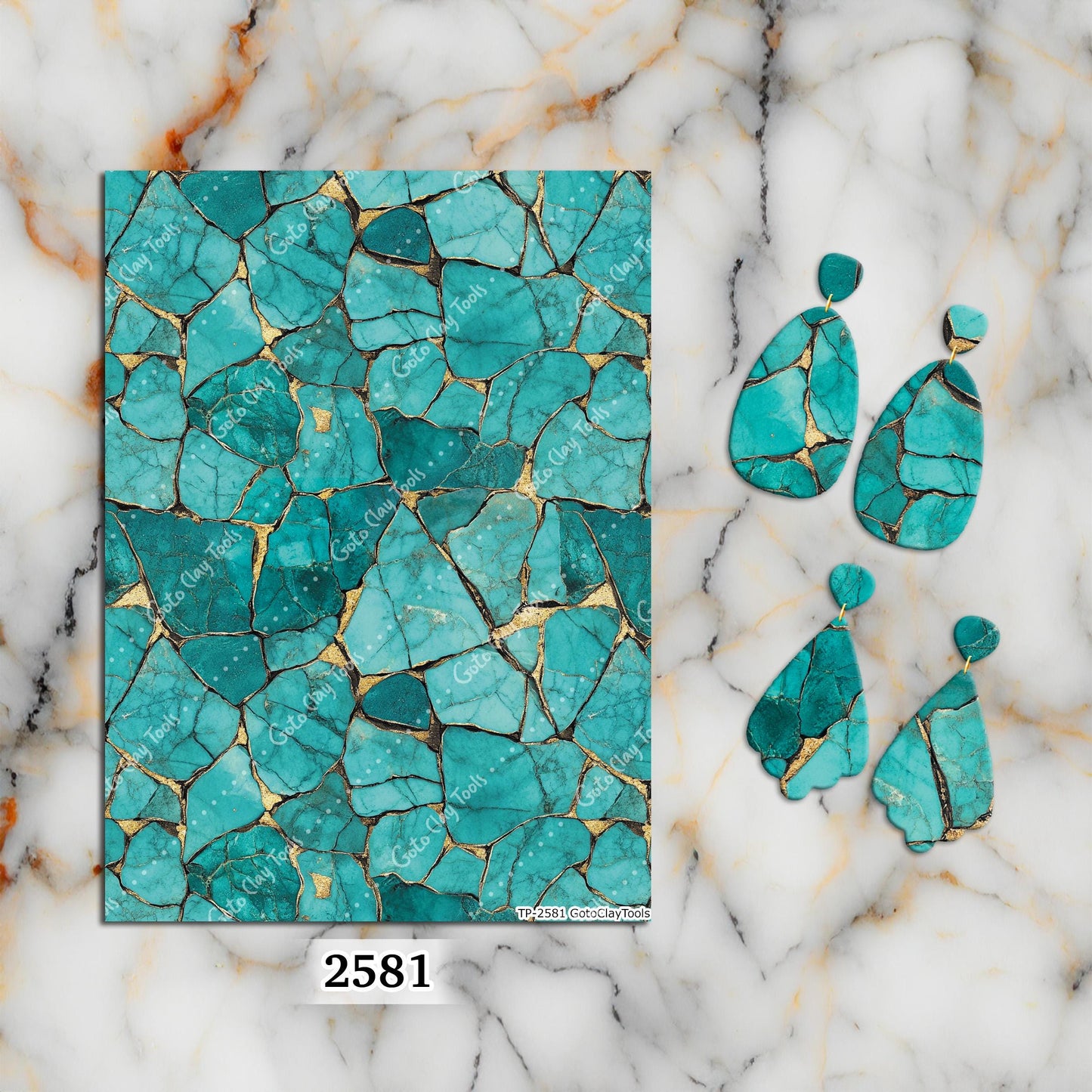 Turquoise Stone Polymer Clay Transfer Paper: Water Soluble Sheet #2581