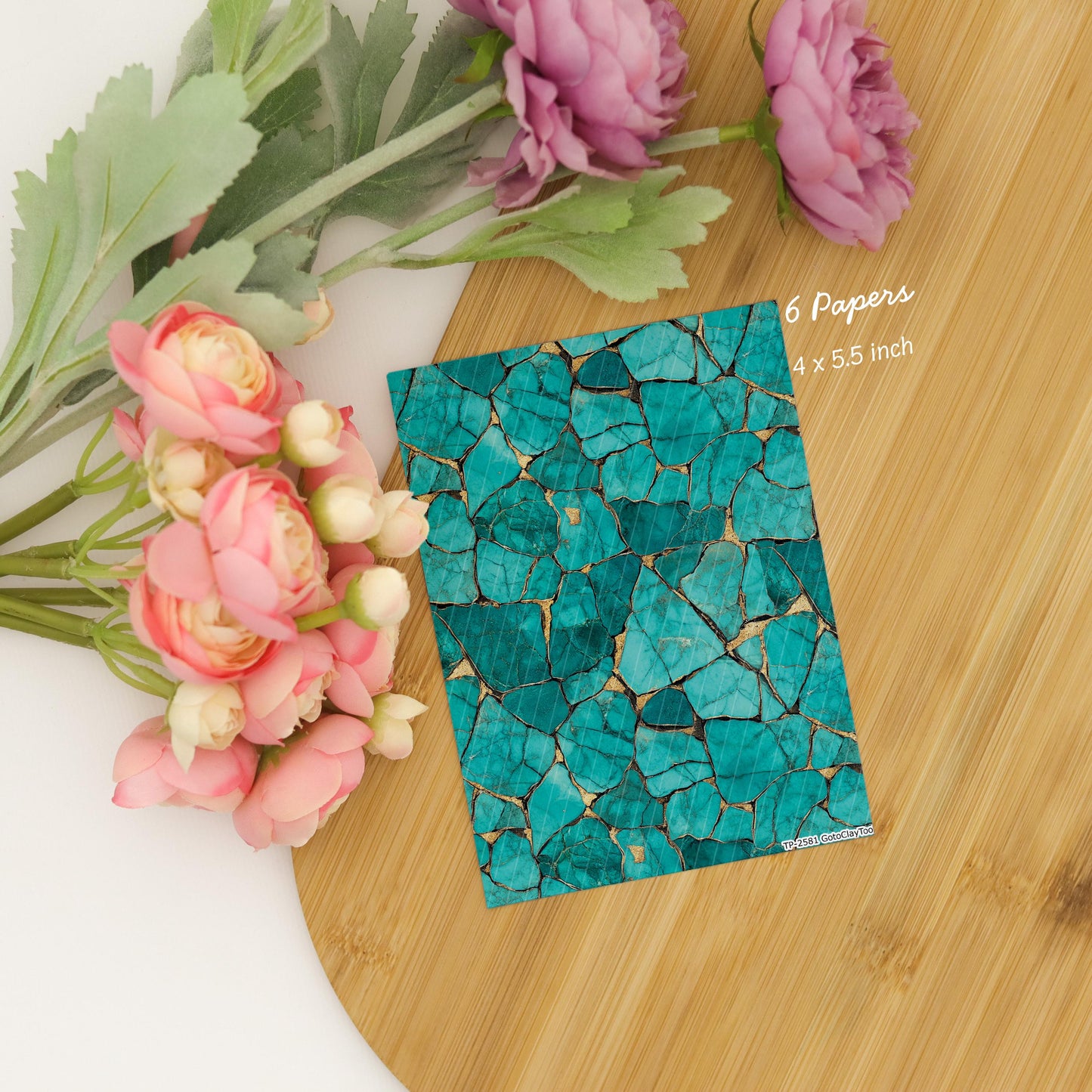 Turquoise Stone Polymer Clay Transfer Paper: Water Soluble Sheet #2581