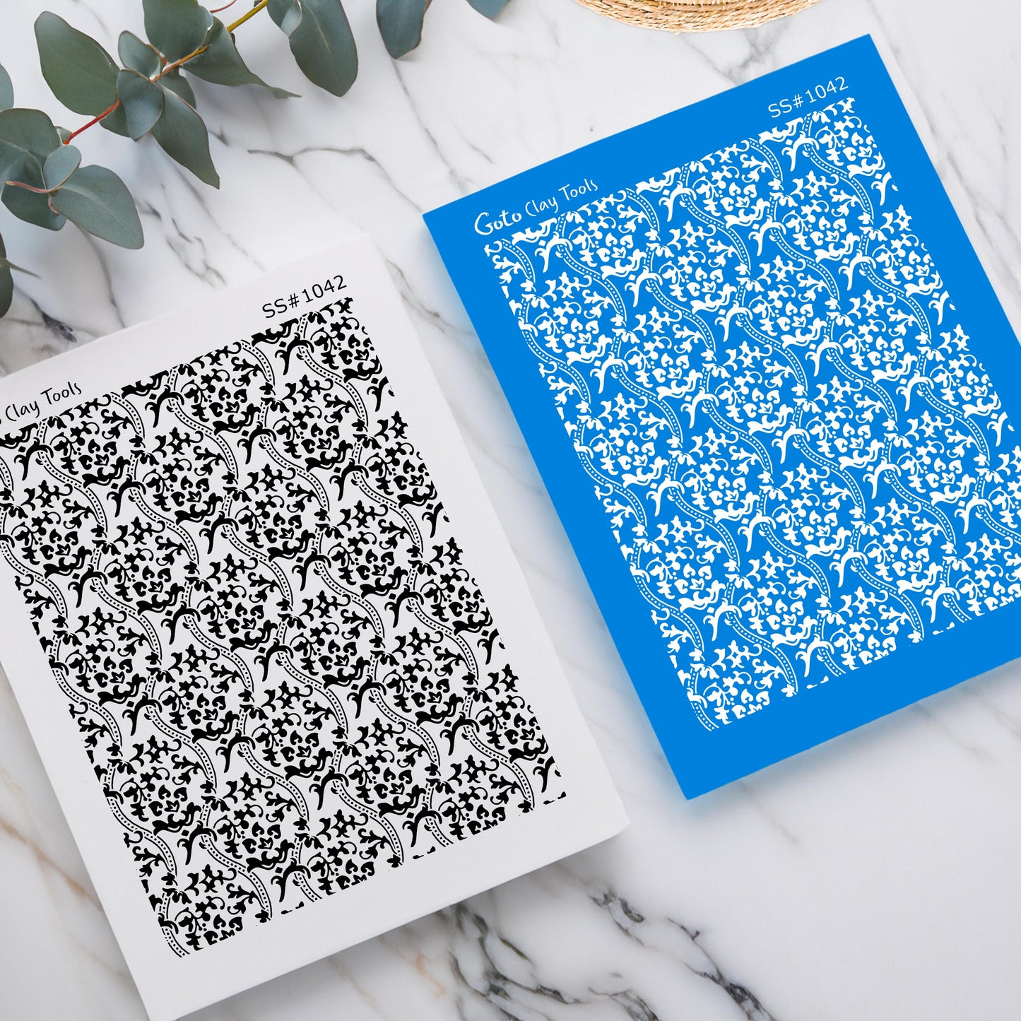 Renaissance Floral Silkscreen for Polymer Clay Earrings: Clay Stencil (9.5x12.5cm