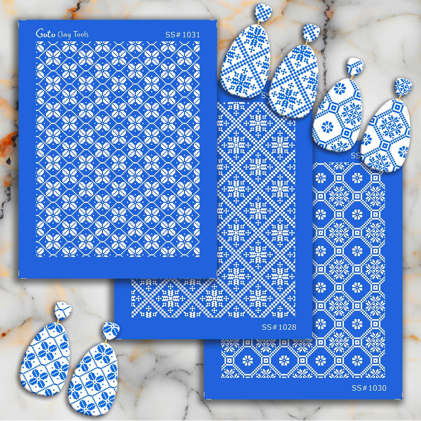Christmas Knit Silkscreen for Polymer Clay Earrings: Stencil SS#1030