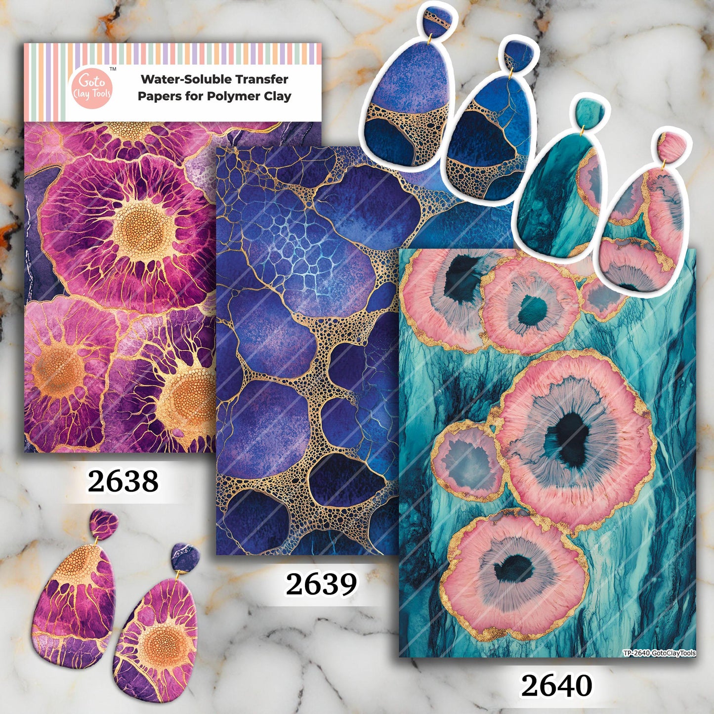 Ocean Iris Transfer paper for polymer Clay Earring Making - Water Soluble Transfer Sheet 4x5.5 in #TP26-1
