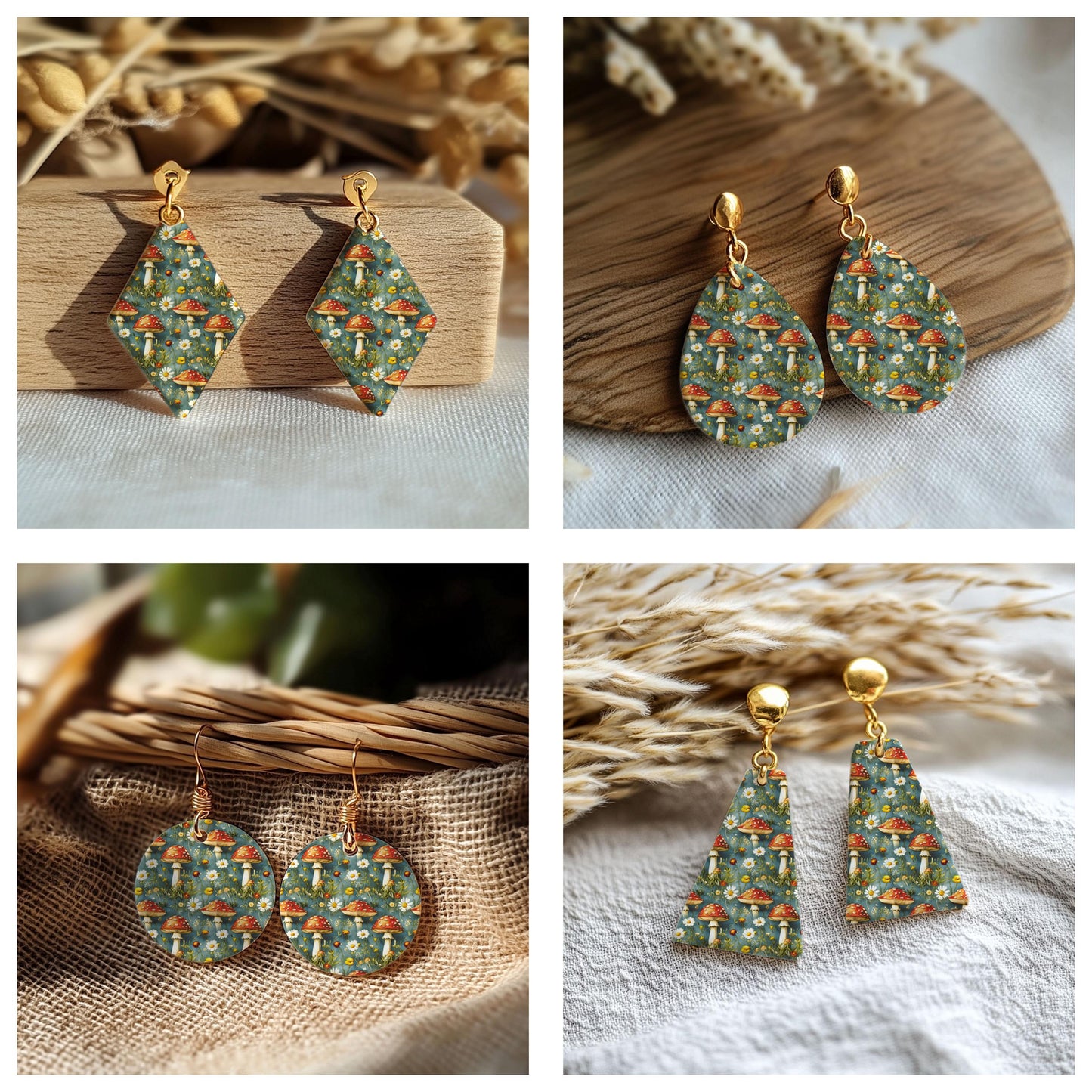 Mushroom Transfer paper for polymer Clay Earring Making - Water Soluble Transfer Sheet 4x5.5 in #TP26-3