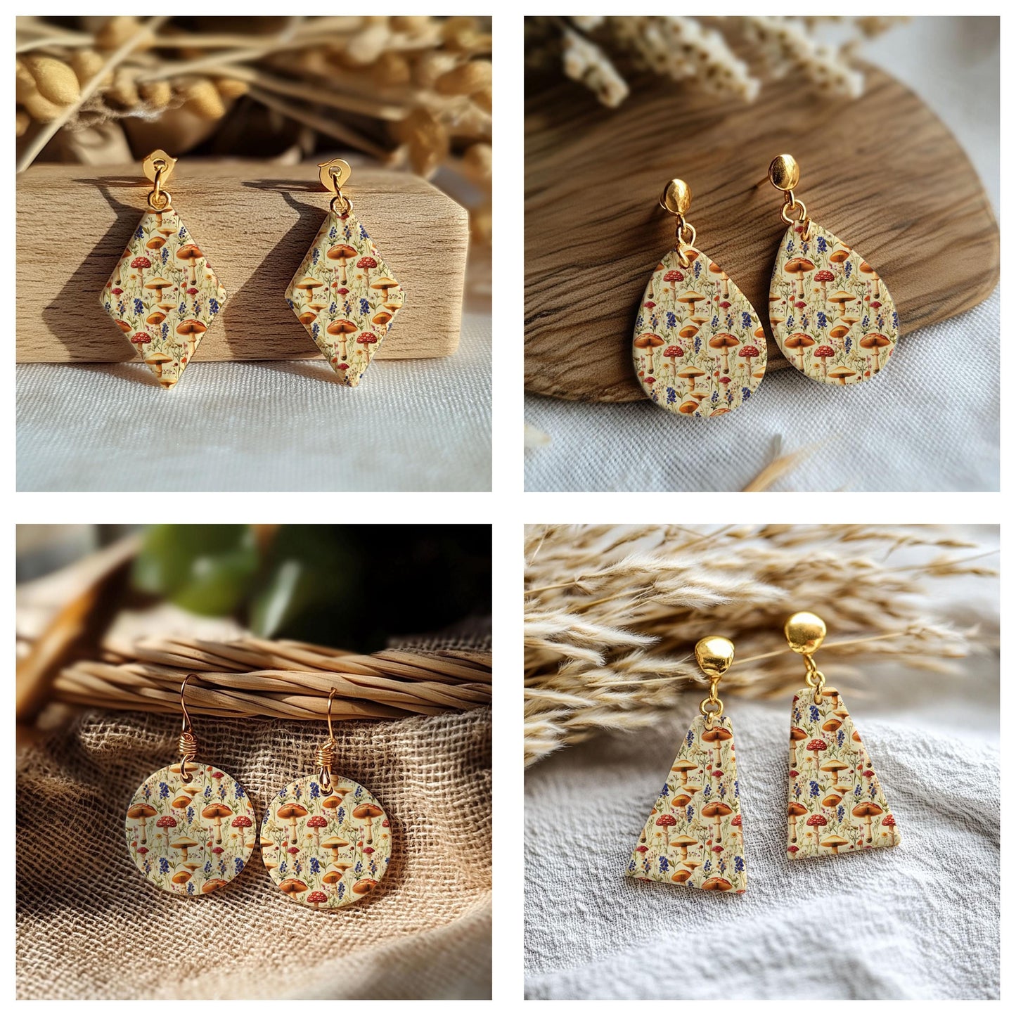 Mushroom Transfer paper for polymer Clay Earring Making - Water Soluble Transfer Sheet 4x5.5 in #TP26-3