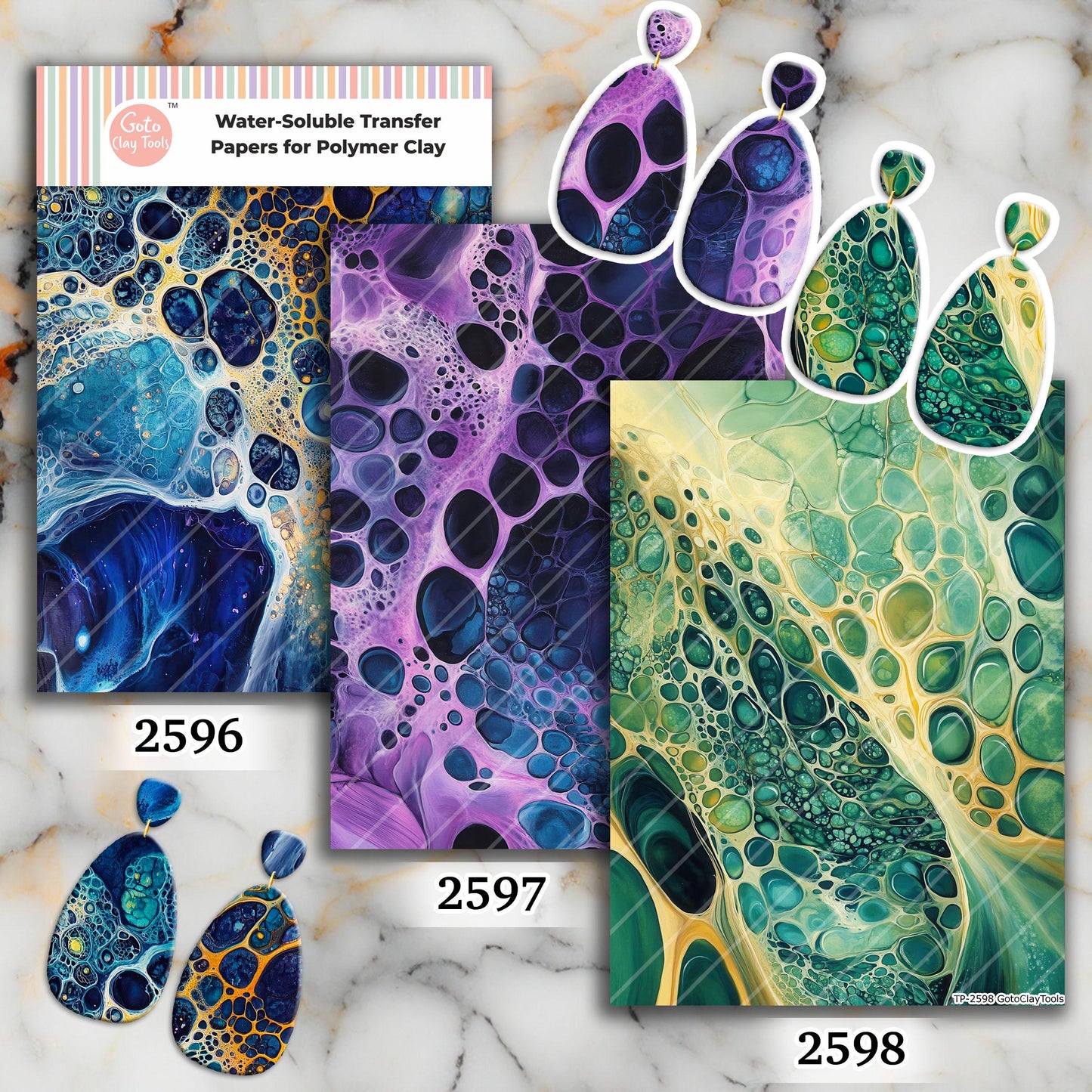 Organic Cells Transfer paper for polymer Clay Earring Making - Water Soluble Transfer Sheet 4x5.5 in #TP26-14