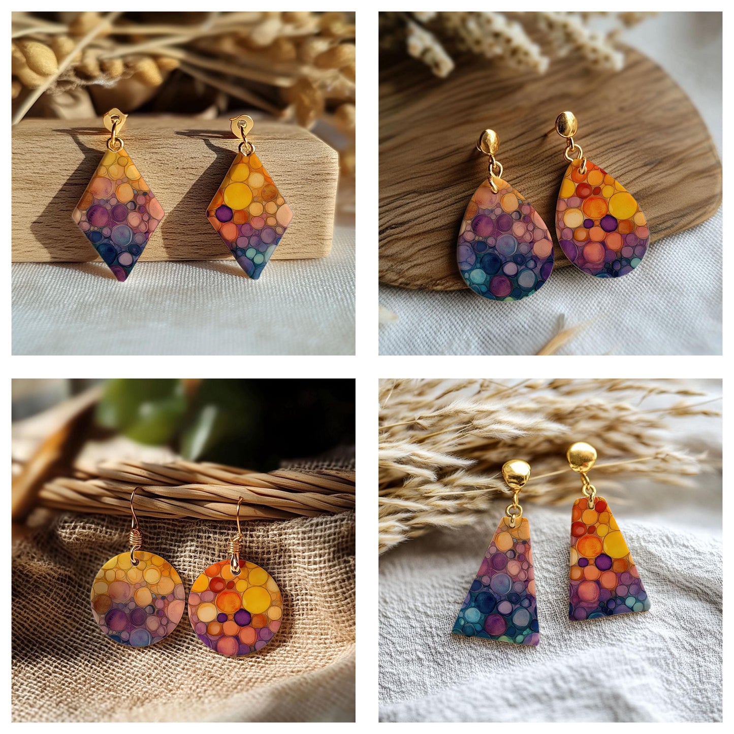 Colorful bubbles Transfer paper for polymer Clay Earring Making - Water Soluble Transfer Sheet 4x5.5 in #TP26-11