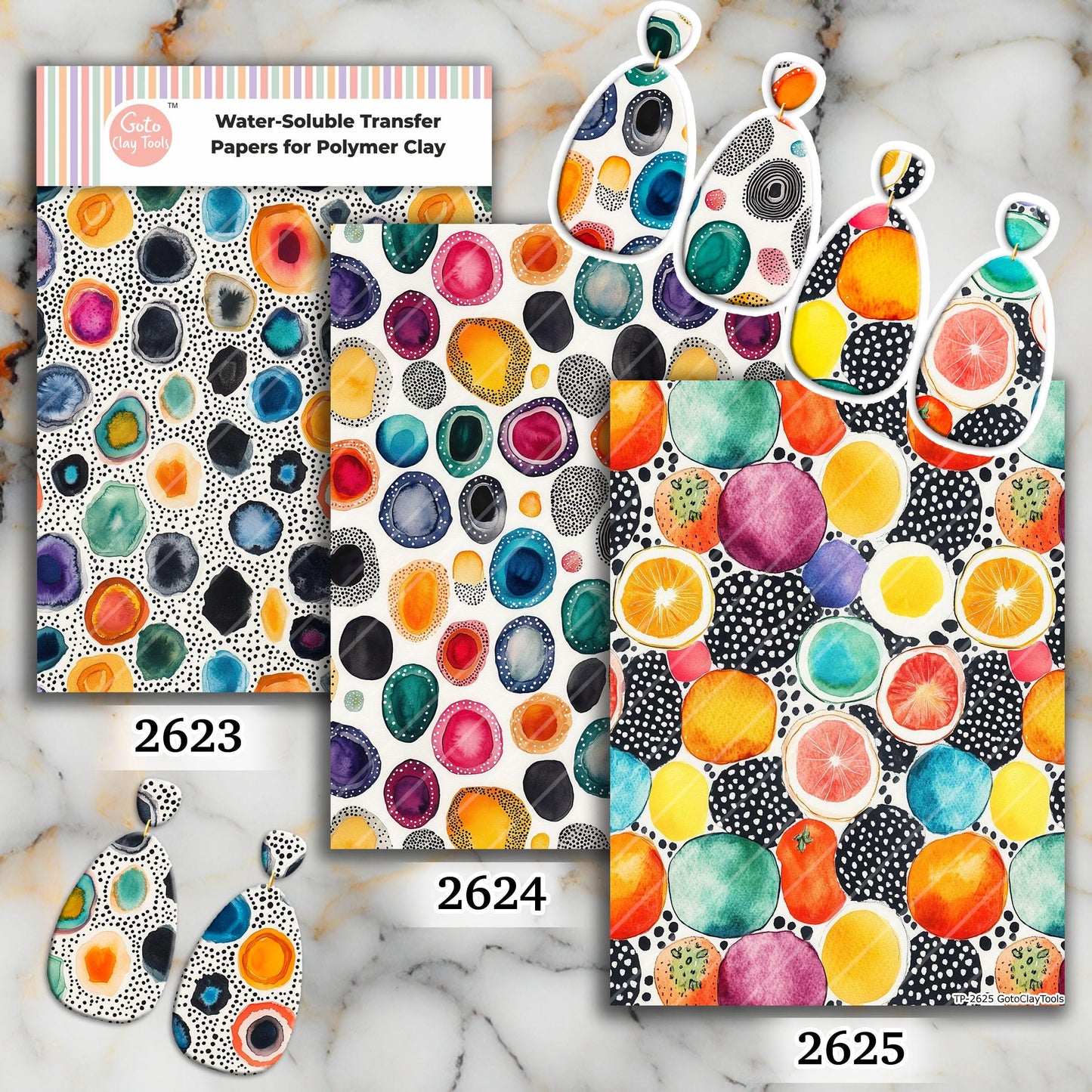 Gemstoen Splash Transfer paper for polymer Clay Earring Making - Water Soluble Transfer Sheet 4x5.5 in #TP26-10