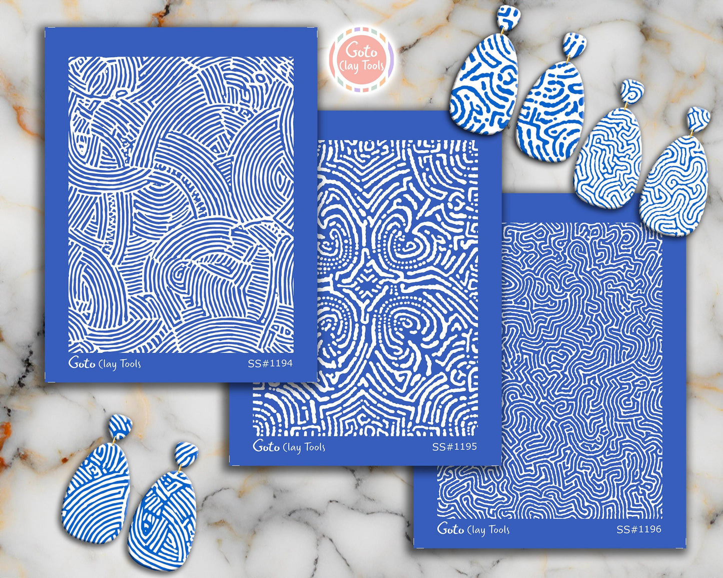 Organic Abstract Line Maze Silk Screens for Polymer Clay | Fingerprint Style Texture | 9.5 x 12.5 cm Printable #SS26-2