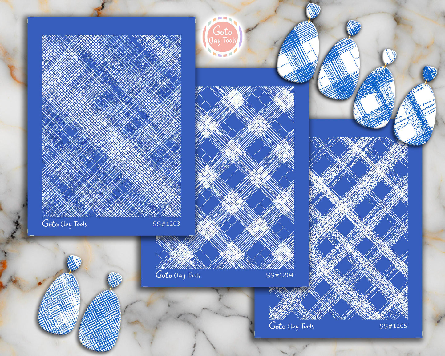 Textured Crosshatch Plaid Silk Screens for Polymer Clay | Distressed Textile Pattern | 9.5 x 12.5 cm Printable #SS26-5