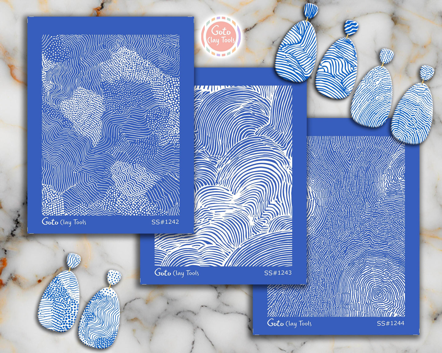 Organic Topographic Flow & Layered Swirl Silkscreen for Polymer Clay | Abstract Contour Line Texture Print Screen 9.5×12.5 cm#SS26-18