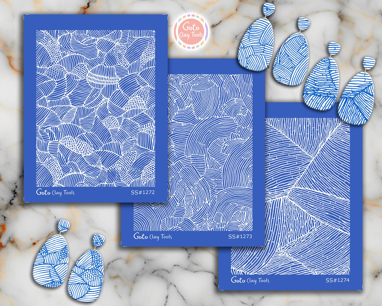 Hand-Drawn Abstract Line Texture Silkscreen for Polymer Clay | Organic Patchwork Pattern | 9.5x12.5 cm Printable #SS26-28