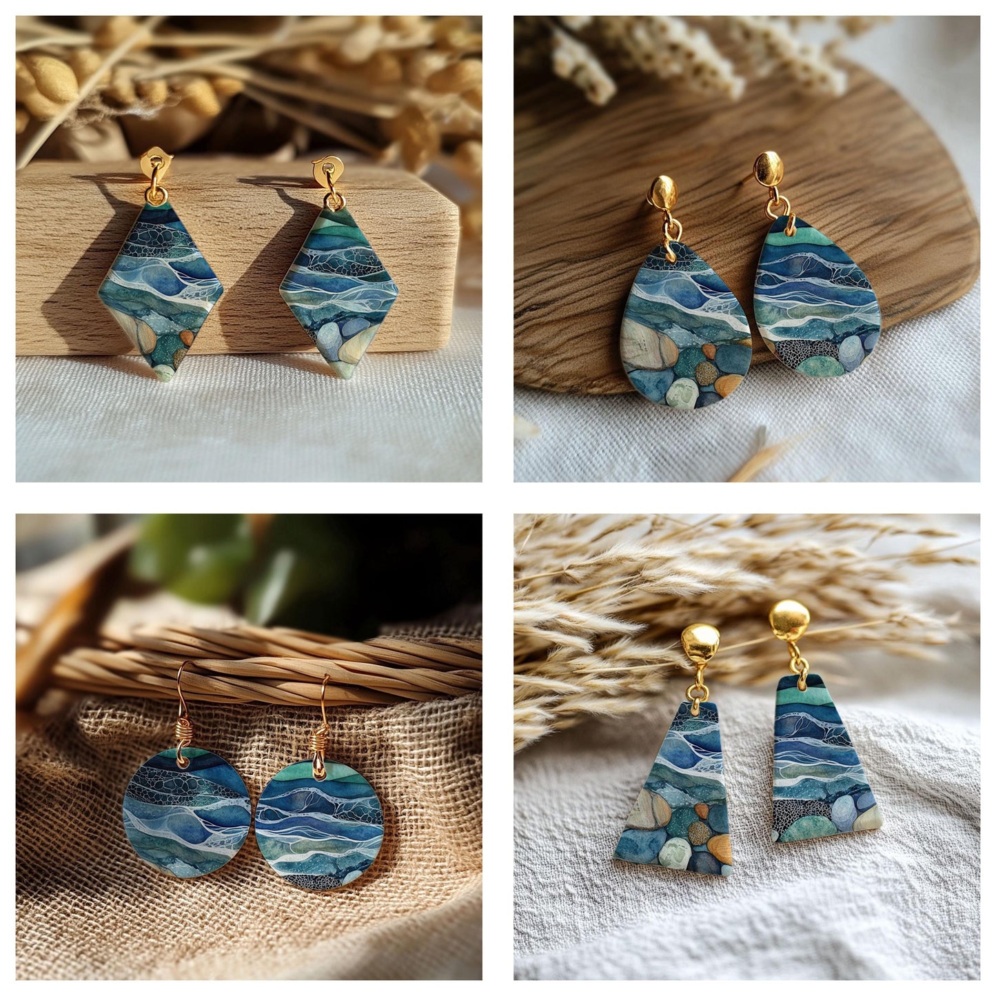 Ocean Waves Water soluble Transfer paper for polymer Clay Earring Making - 4x5.5 in #TP26-13