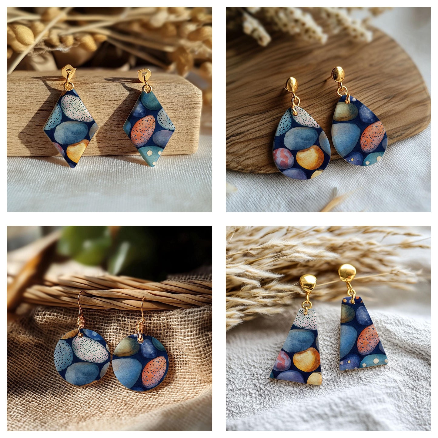 Underwater River Rocks Water soluble Transfer paper for polymer Clay Earring Making - 4x5.5 in #TP26-20