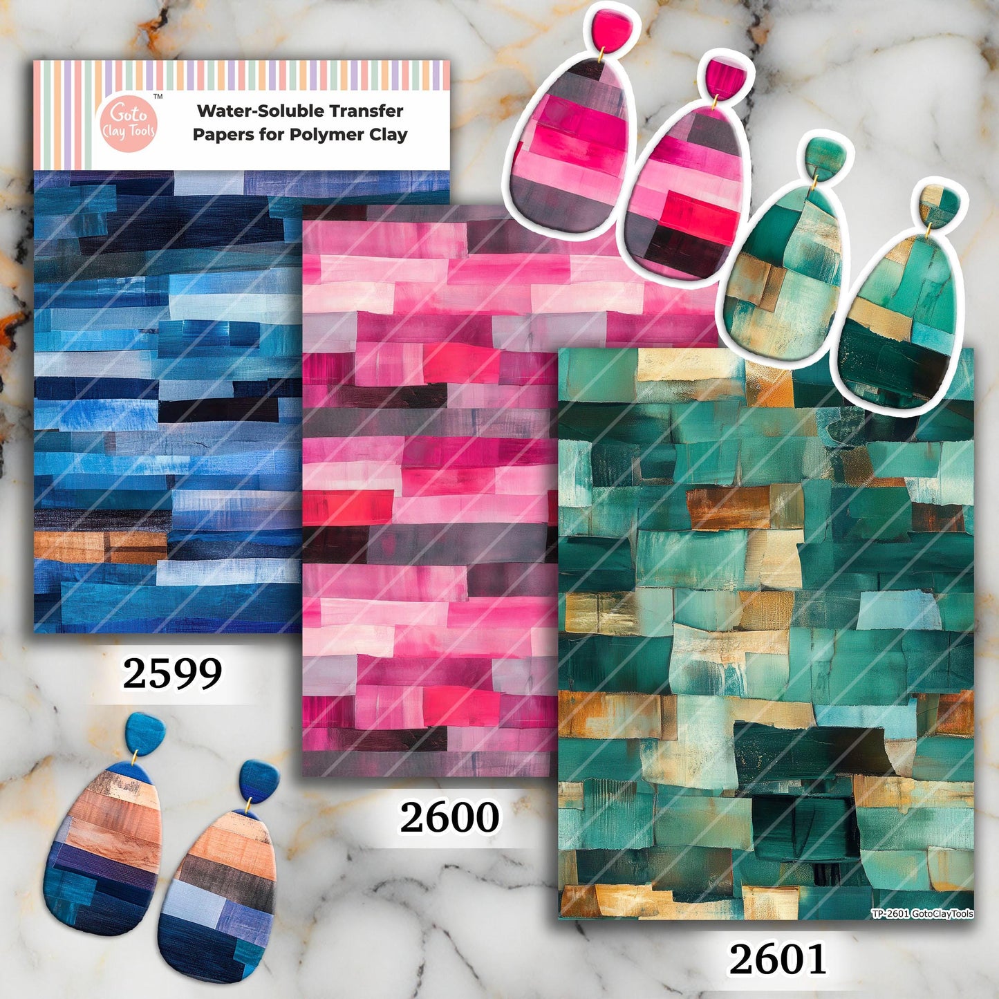 Abstract Storkes Transfer paper for polymer Clay Earring Making - Water Soluble Transfer Sheet 4x5.5 in #TP26-18