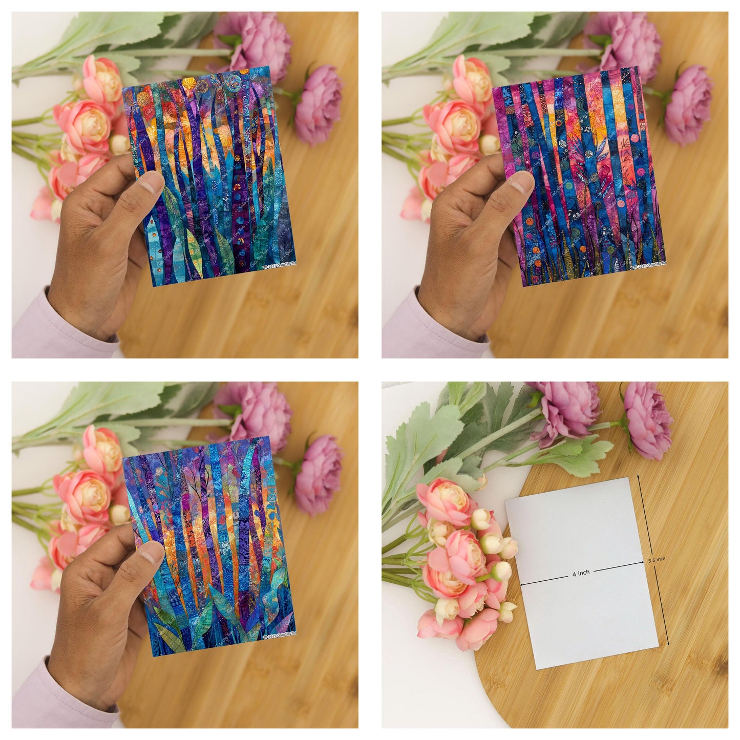 Colorful Birch Quilt Transfer paper for polymer Clay Earring Making - Water Soluble Transfer Sheet 4x5.5 in #TP26-4