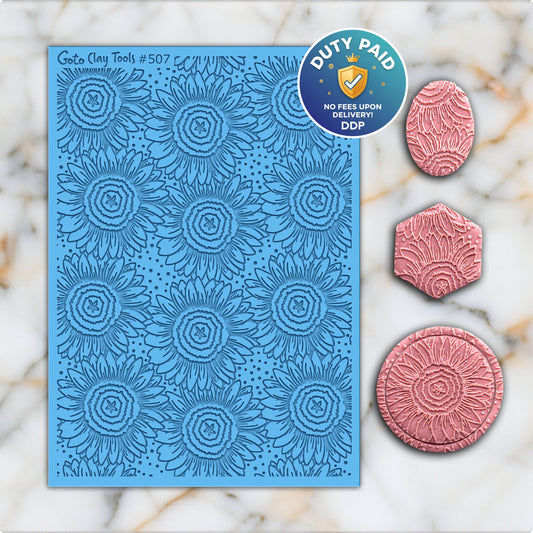 Sunflower Texture Mat for Polymer Clay: Rubber Tile Sheet #507
