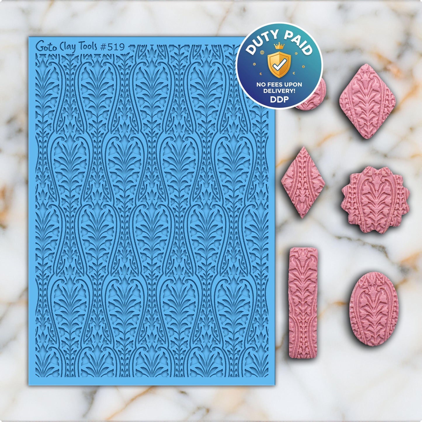 Ornamental Rubber Texture Mat for Polymer Clay Jewelry (#519)