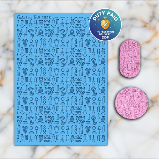 Egyptian Hieroglyph Texture Mat: Polymer Clay Rubber Stamp #528