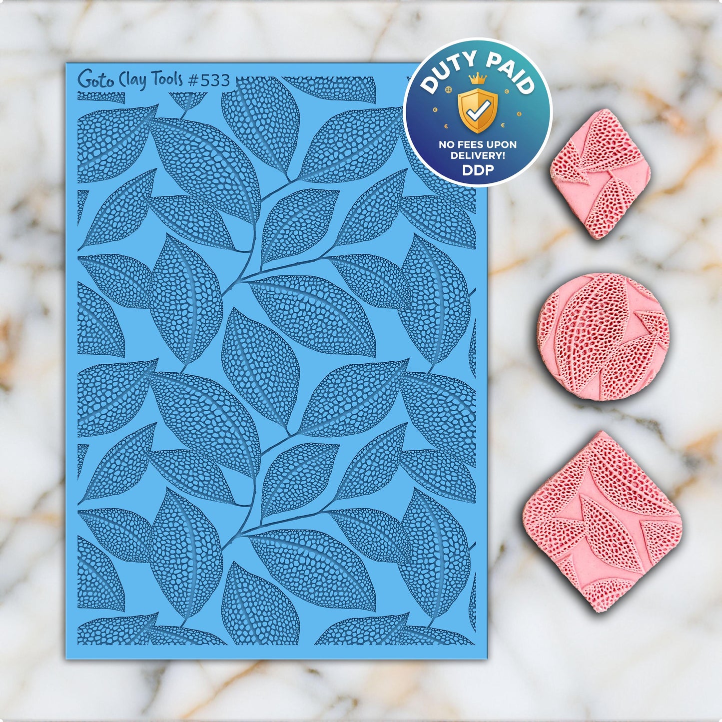 Dotted Leaves Rubber Texture Mat for Polymer Clay Jewelry  #533