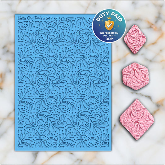 Ornamental Rubber Texture Mat for Polymer Clay Jewelry (#547)