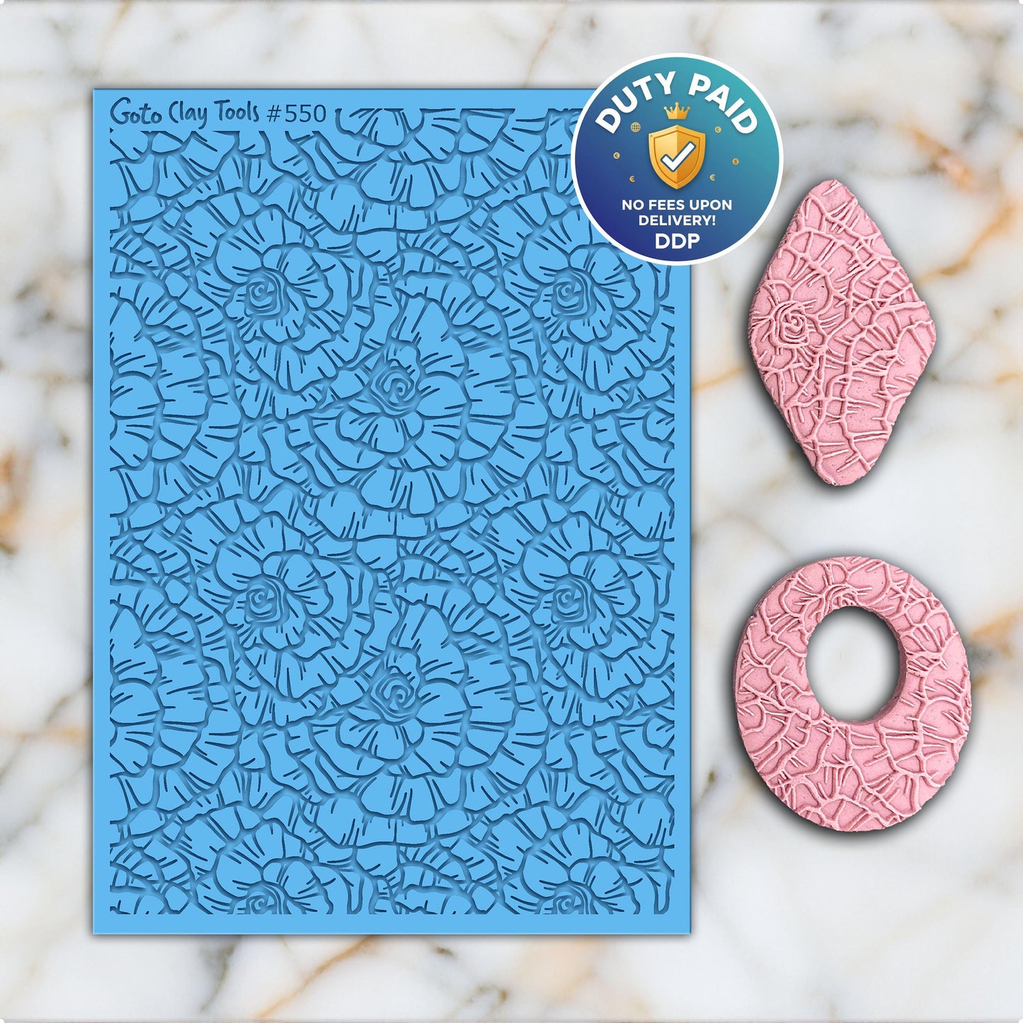 Rose Rubber Texture Mat for Polymer Clay Jewelry (#550)