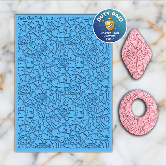 Rose Rubber Texture Mat for Polymer Clay Jewelry (#550)