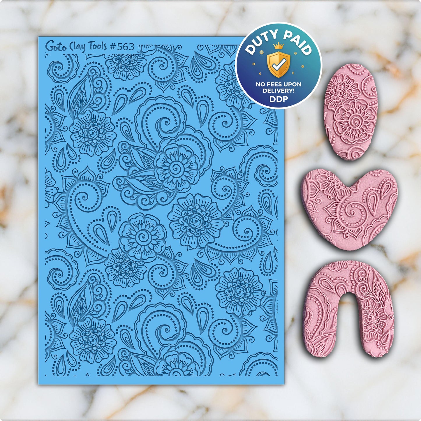 Floral Rubber Texture Mat for Polymer Clay Jewelry (74mm X 105mm) #563