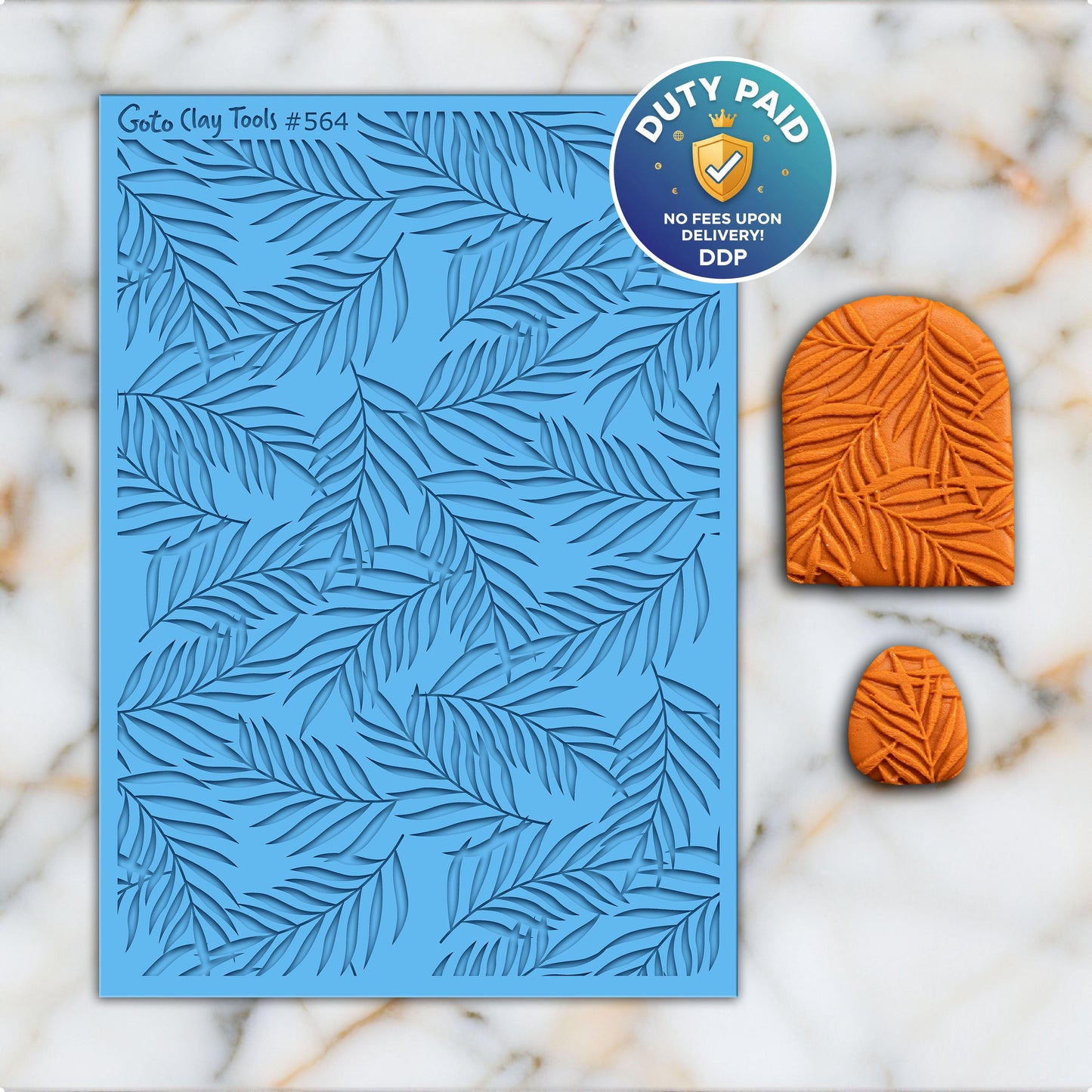 Palm Leaf Texture Mat for Polymer Clay: Rubber Tile Sheet #564