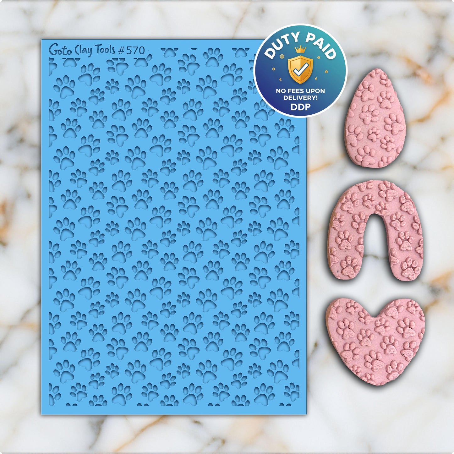 Dog Paws Rubber Texture Mat for Polymer Clay Jewelry (#570)