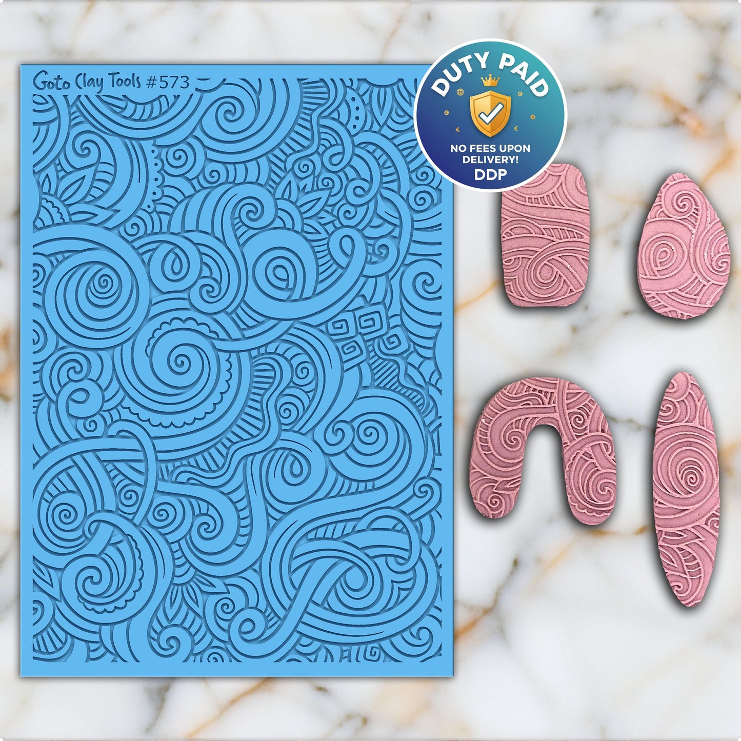 Ornamental Rubber Texture Mat for Polymer Clay Jewelry (#573)